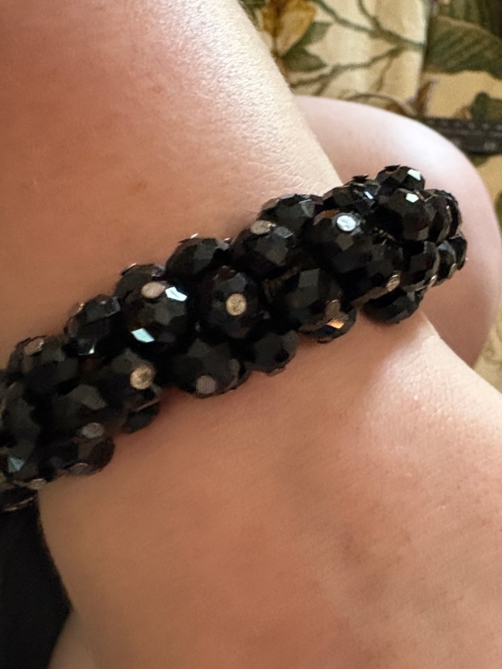 Black Faceted Bead Stretch Bracelet - Women Jewelry